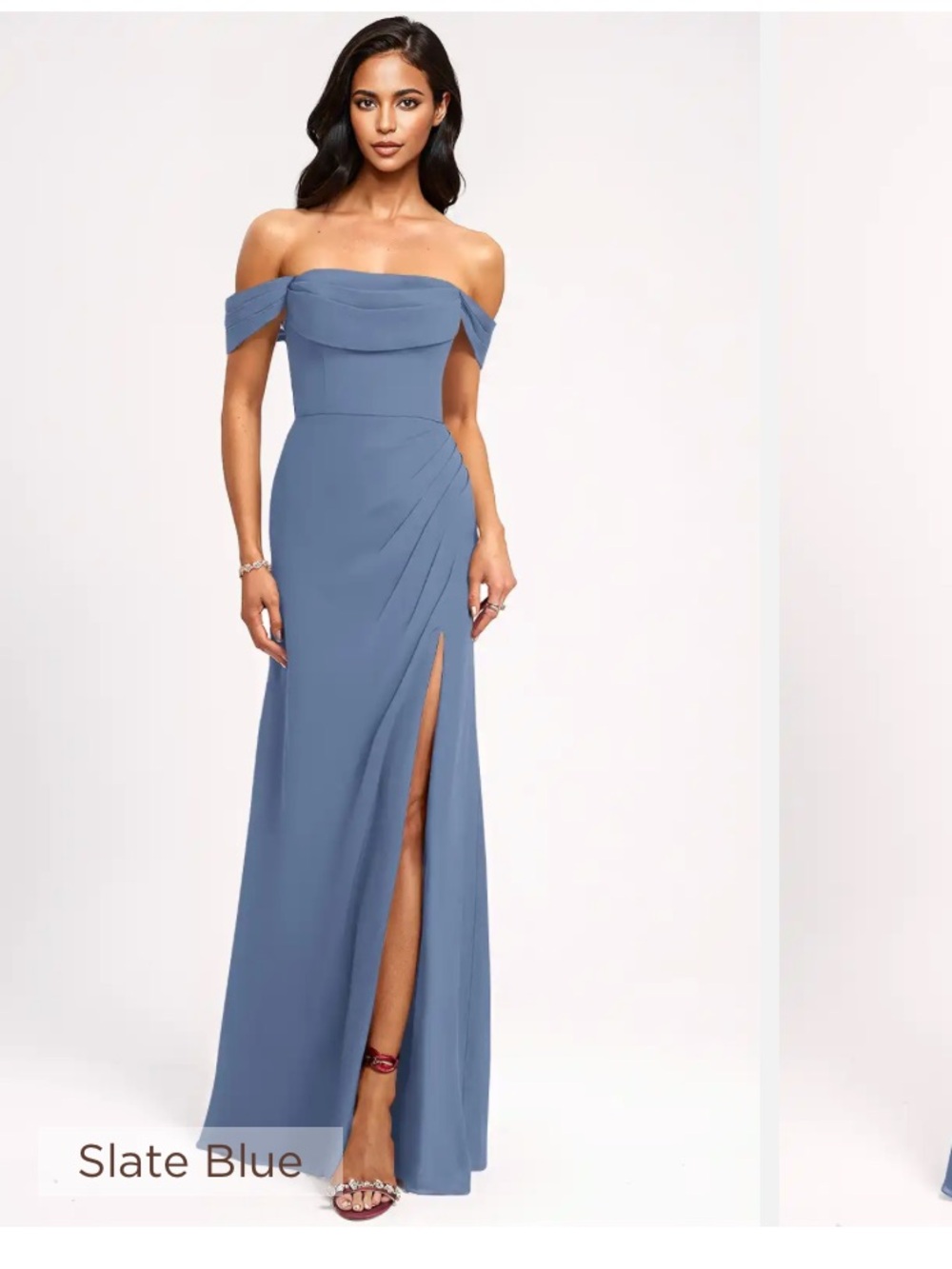 JJs House Strapless Slate Blue Evening Gown